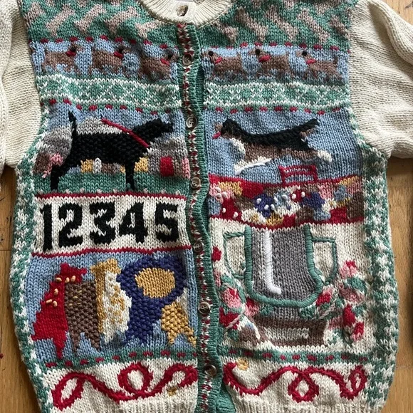 Vintage Orvis Knit Sweater with Dog pattern. Size M - Picture 2 of 4